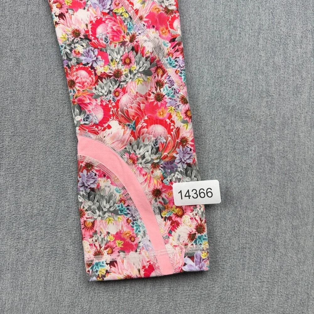 Lululemon Womens Leggings 6 Pink Flowabunga Mini Crop II Run Inspire 22" Yoga - Picture 14 of 14